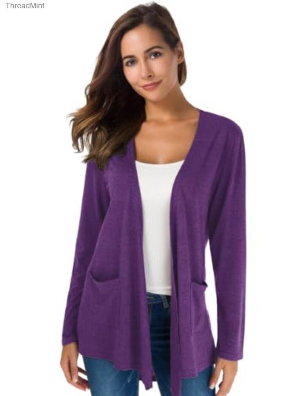 Women's Loose Open Front Knit Cardigan with Pockets